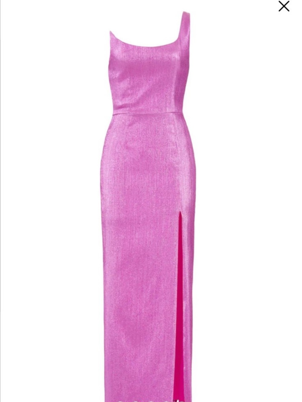 Black Halo Pink One-Shoulder Maxi Gown with Side Slit